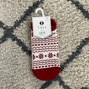 Pure Barre Festive Red and White Grip Socks